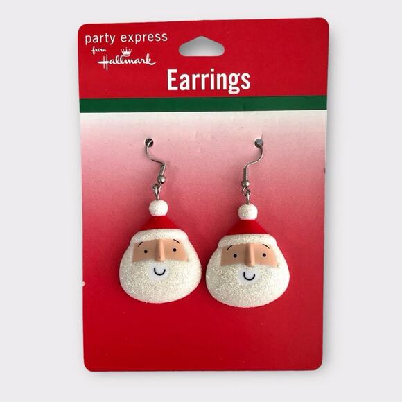 Hallmark Jewelry - Hallmark NWT Santa Claus Glitter Earrings Christmas Holiday